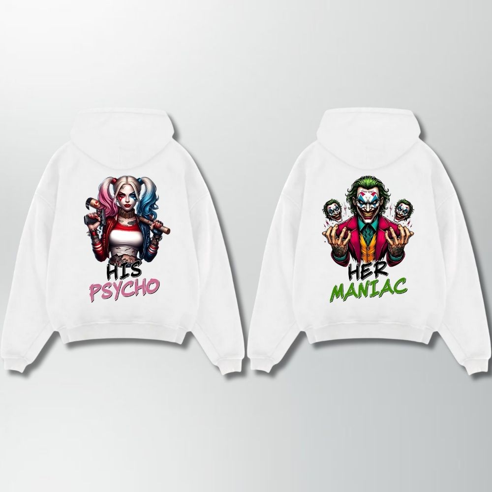 Her Maniac His Psycho Couple Oversize Hoodie