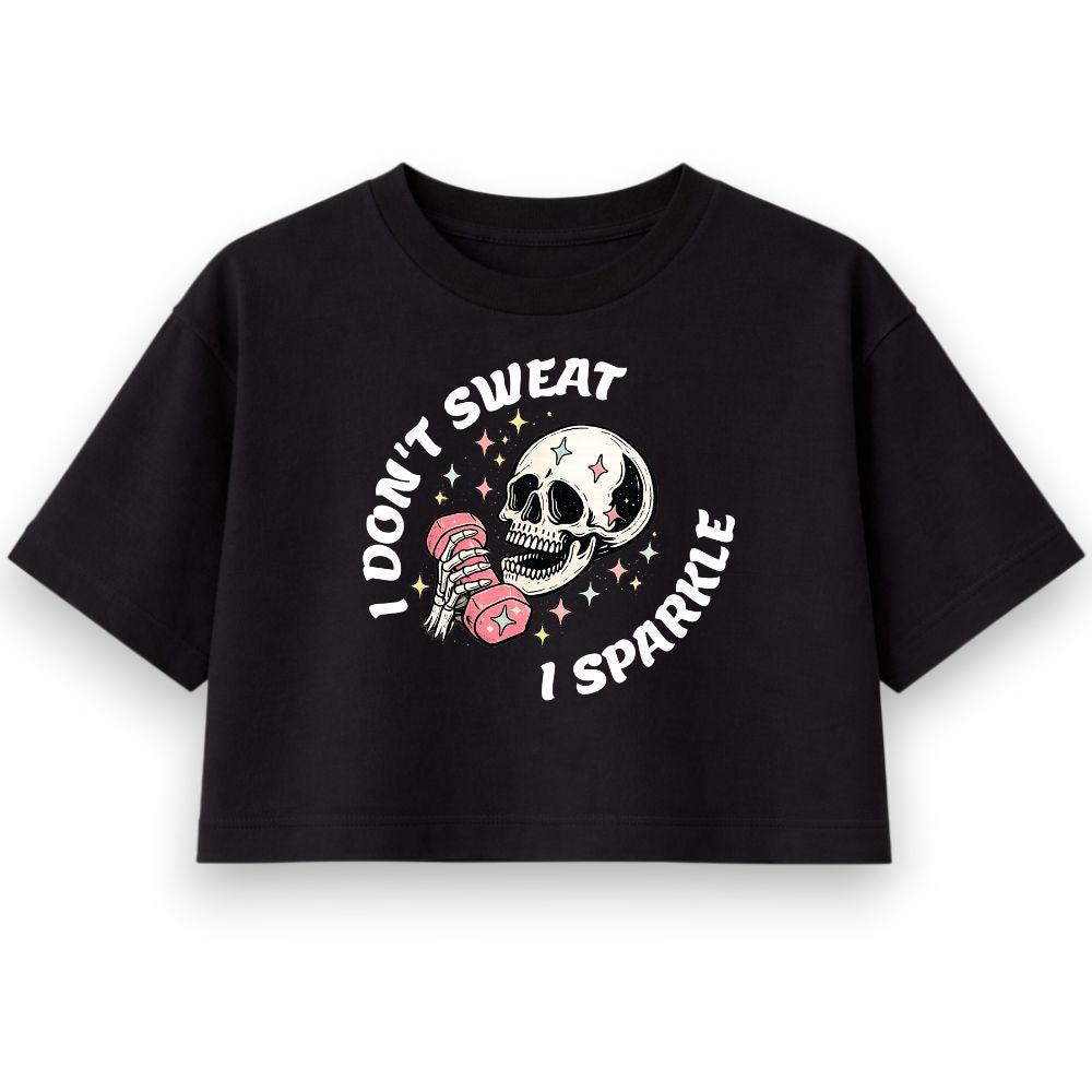 I Don't Sweat I Sparkle Oversize Crop Top