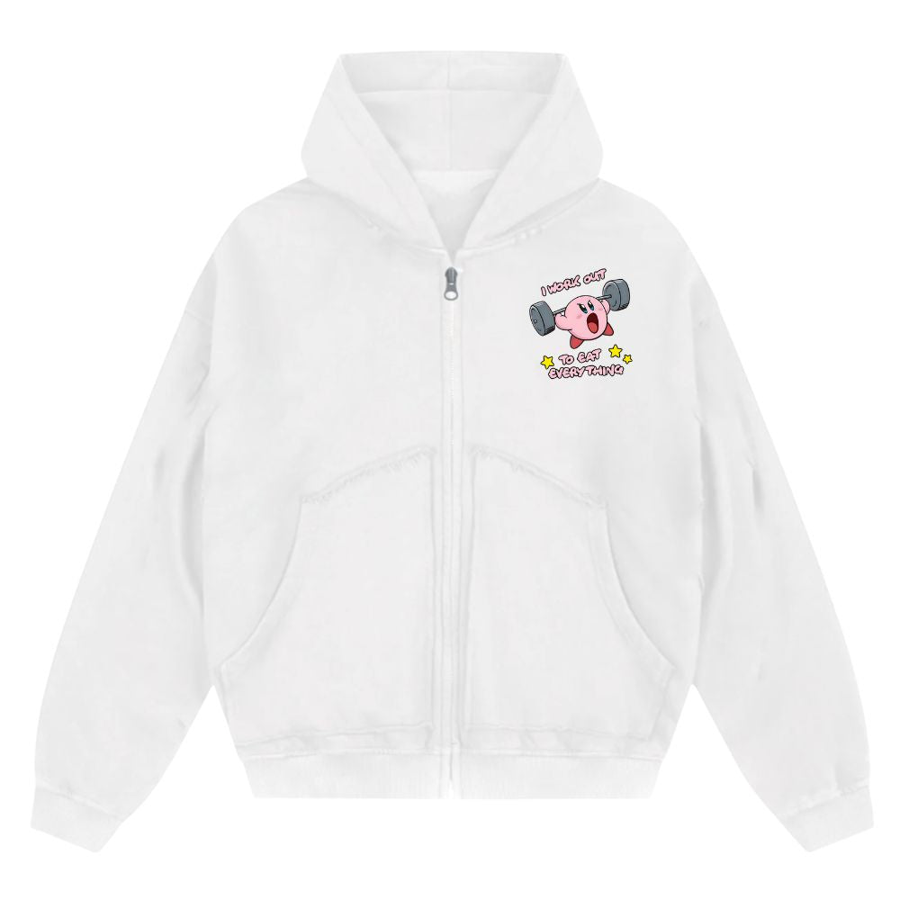 I Workout To Eat Everything Oversize Zipper Hoodie