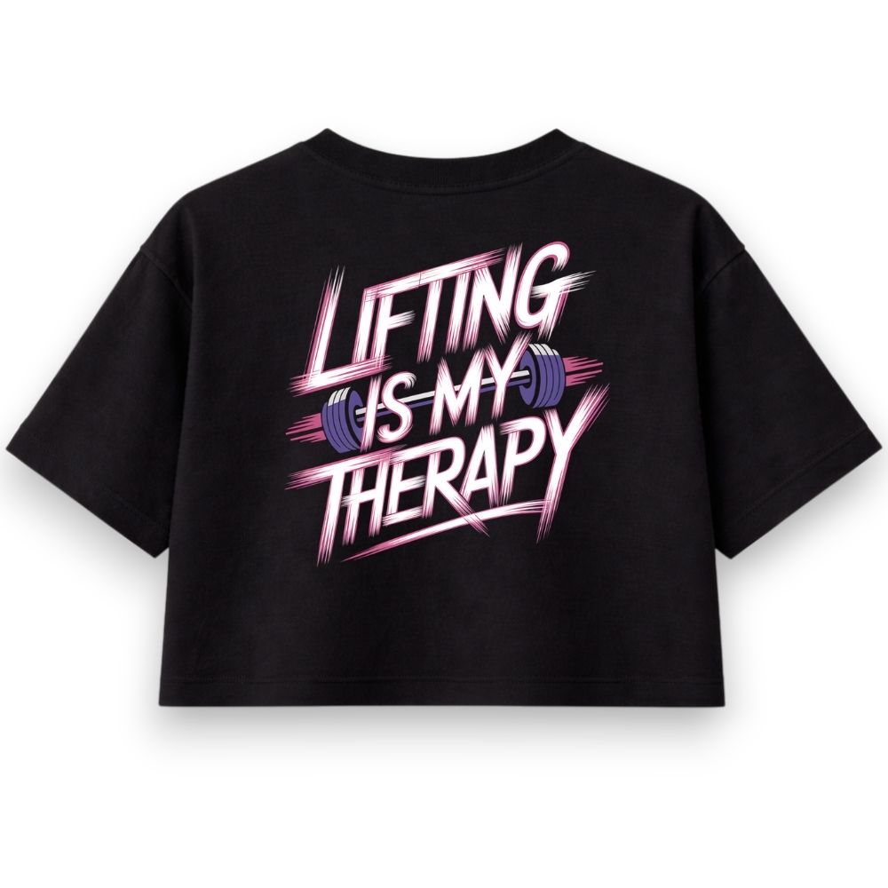 Lifting Is My Therapy Oversize Crop Top