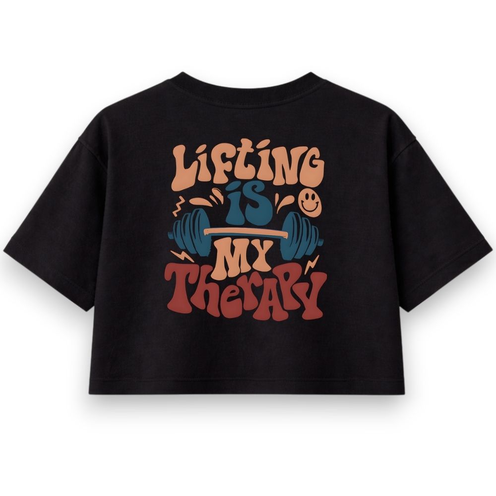 Lifting Is My Therapy Oversize Crop Top