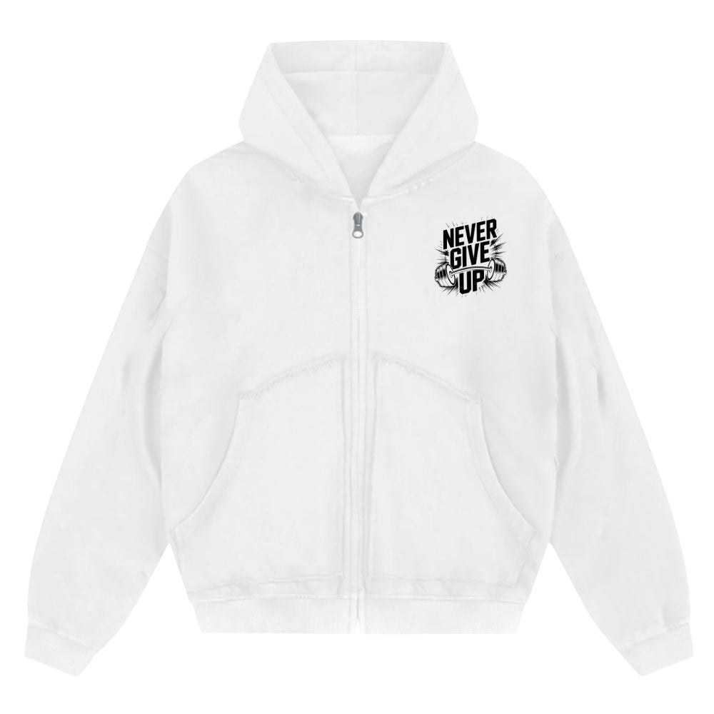 Never Give Up Oversize Zipper Hoodie