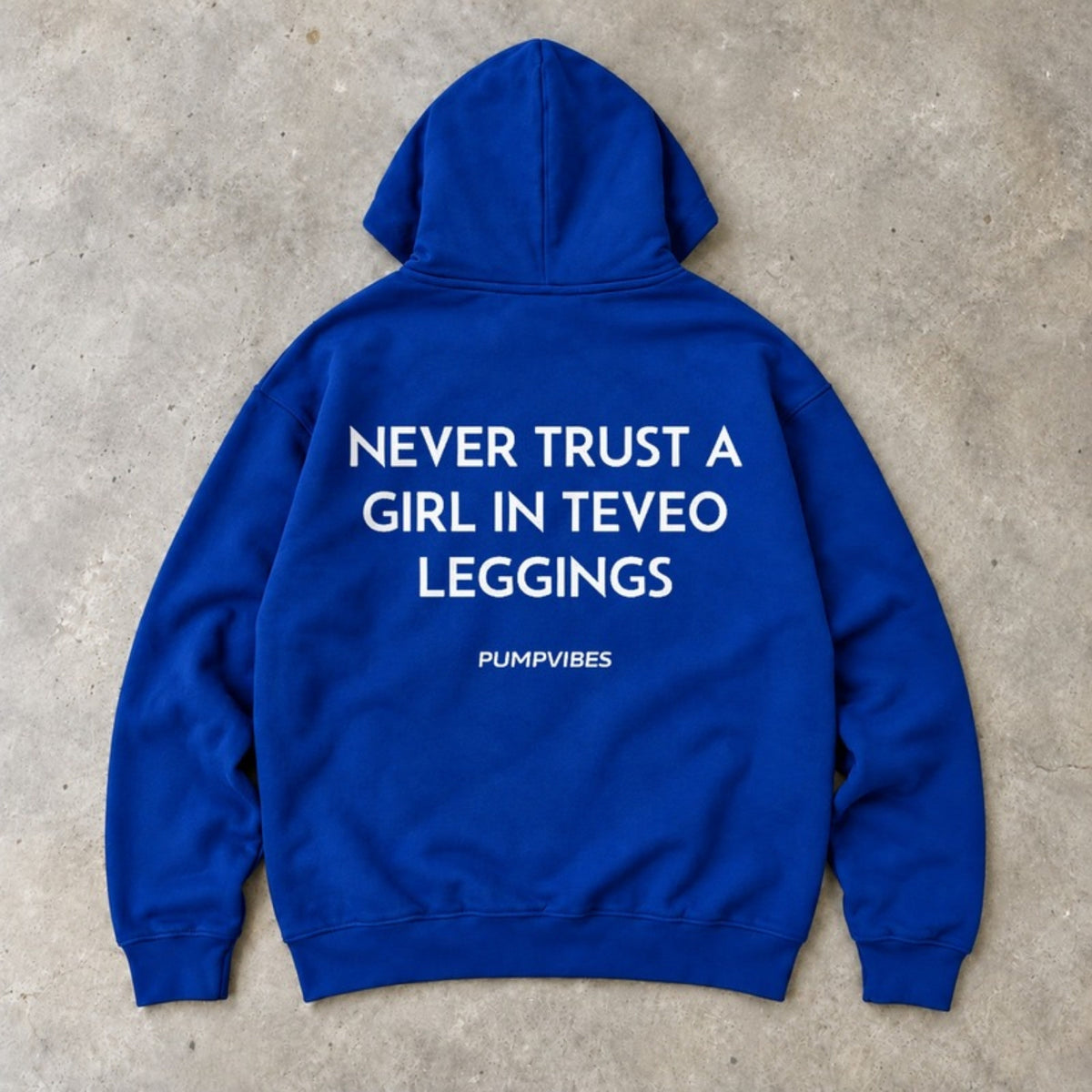 Never Trust Premium Hoodie Dunkelblau Backprint