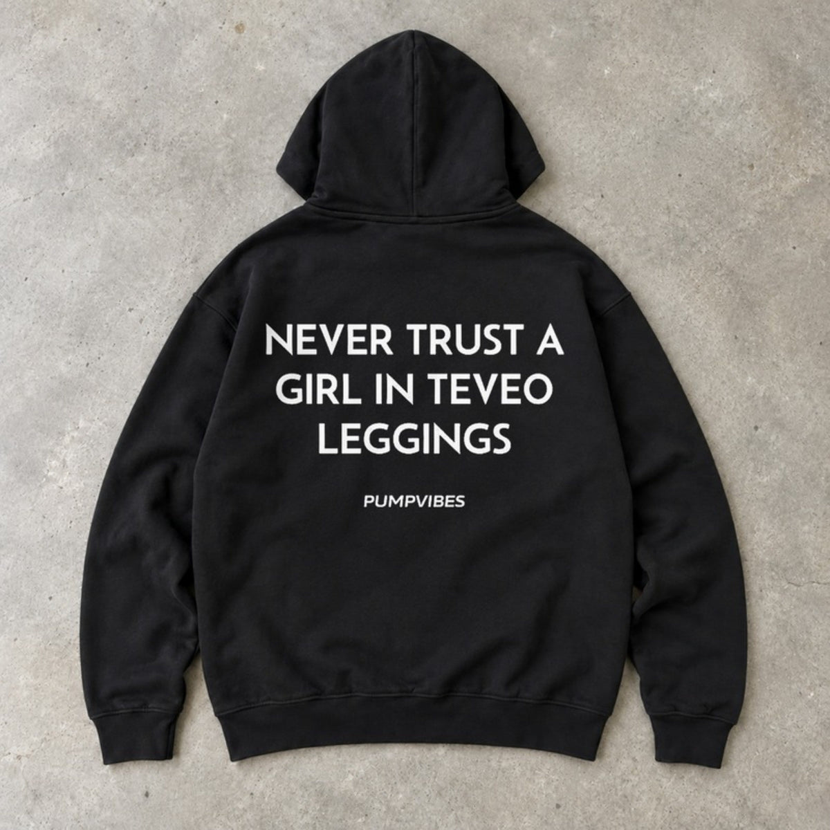 Never Trust Premium Hoodie Schwarz Backprint