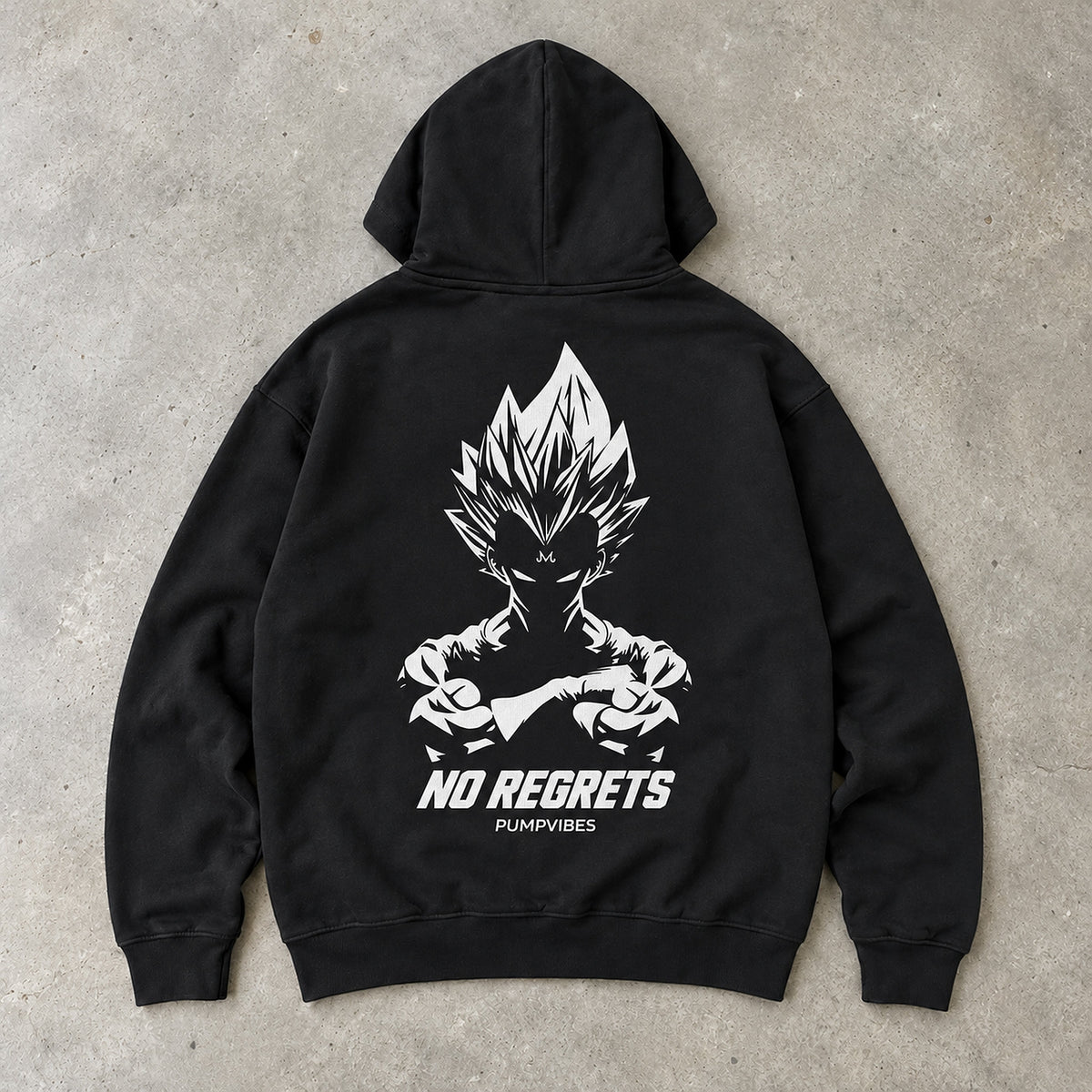 No Regrets Premium Hoodie Schwarz Backprint