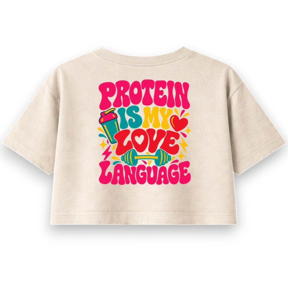 Protein Is My Love Language Oversize Crop Top Sand