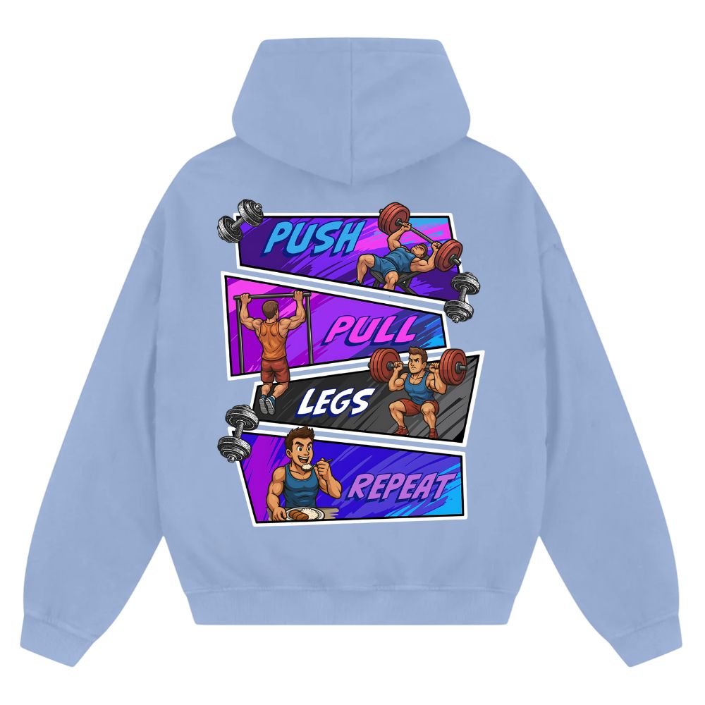 Push Pull Legs Repeat Oversize Zipper Hoodie