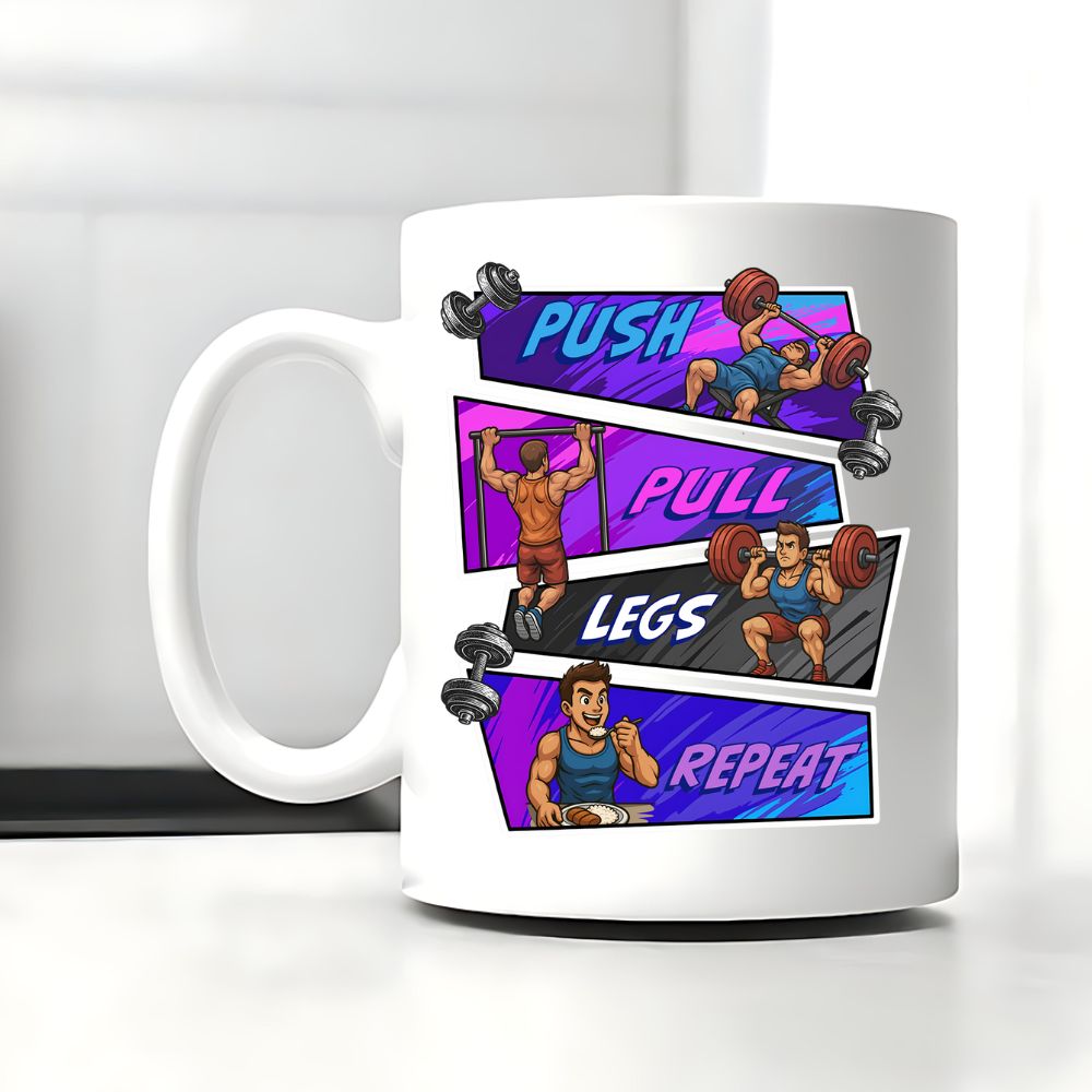 Push Pull Legs Repeat Tasse