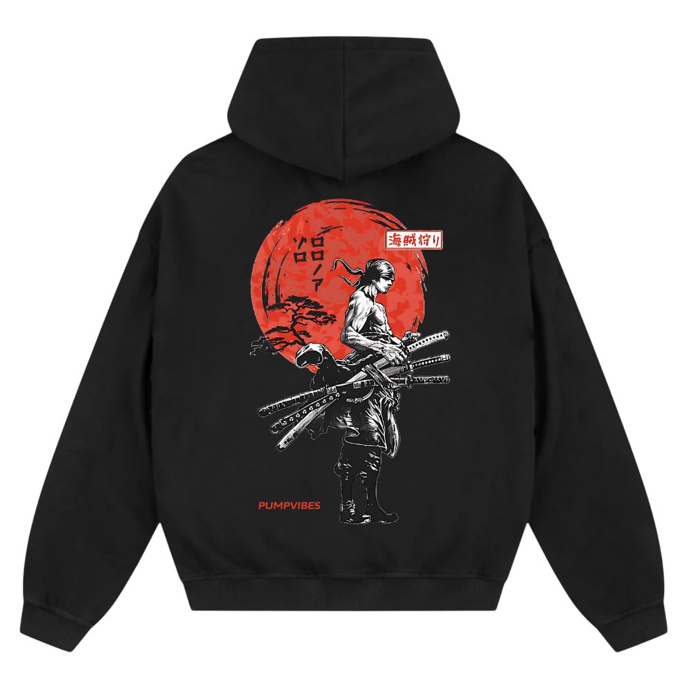 Red Sun Zoro Oversize Zipper Hoodie
