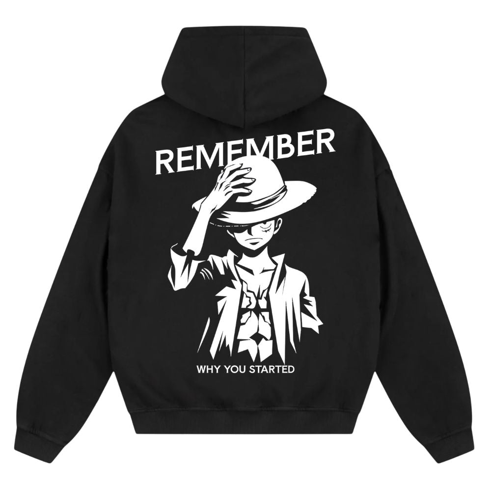 Remember Why You Started Ruffy Pirate Oversize Zipper Hoodie
