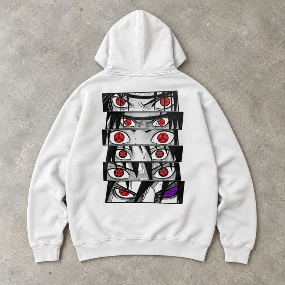 Sharingan Evolution Premium Hoodie Weiß Rückseite