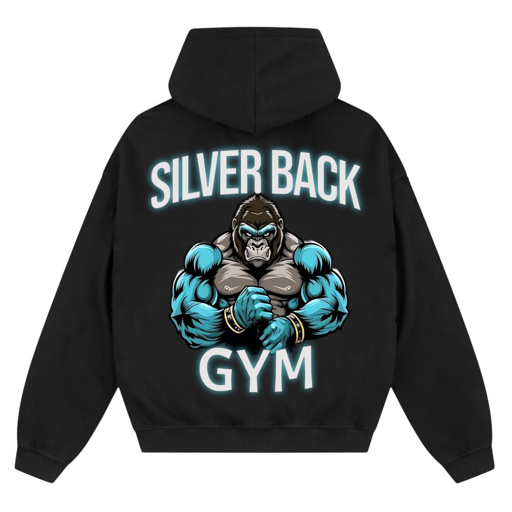 Silver Back Oversize Zipper Hoodie