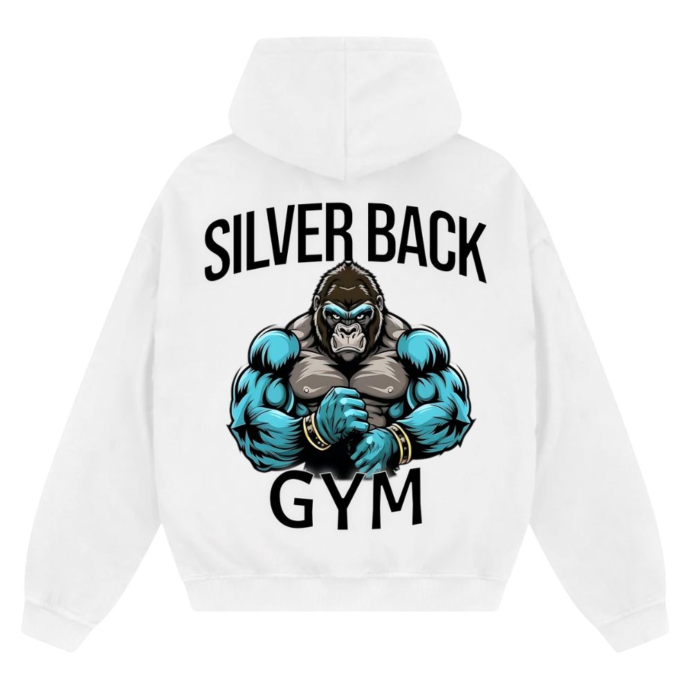 Silver Back Oversize Zipper Hoodie