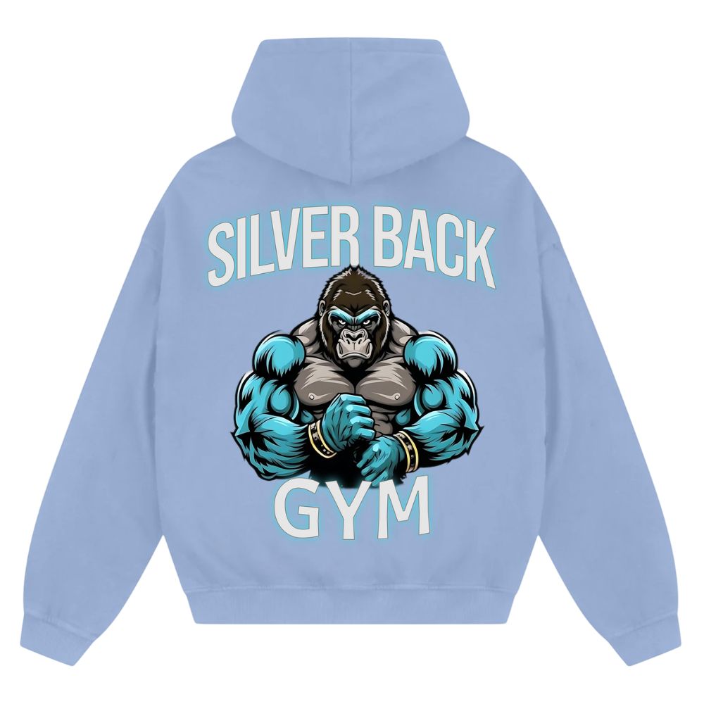 Silver Back Oversize Zipper Hoodie