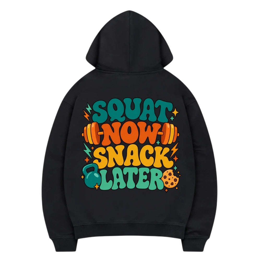 Squat Now Snack Later Premium Hoodie Schwarz