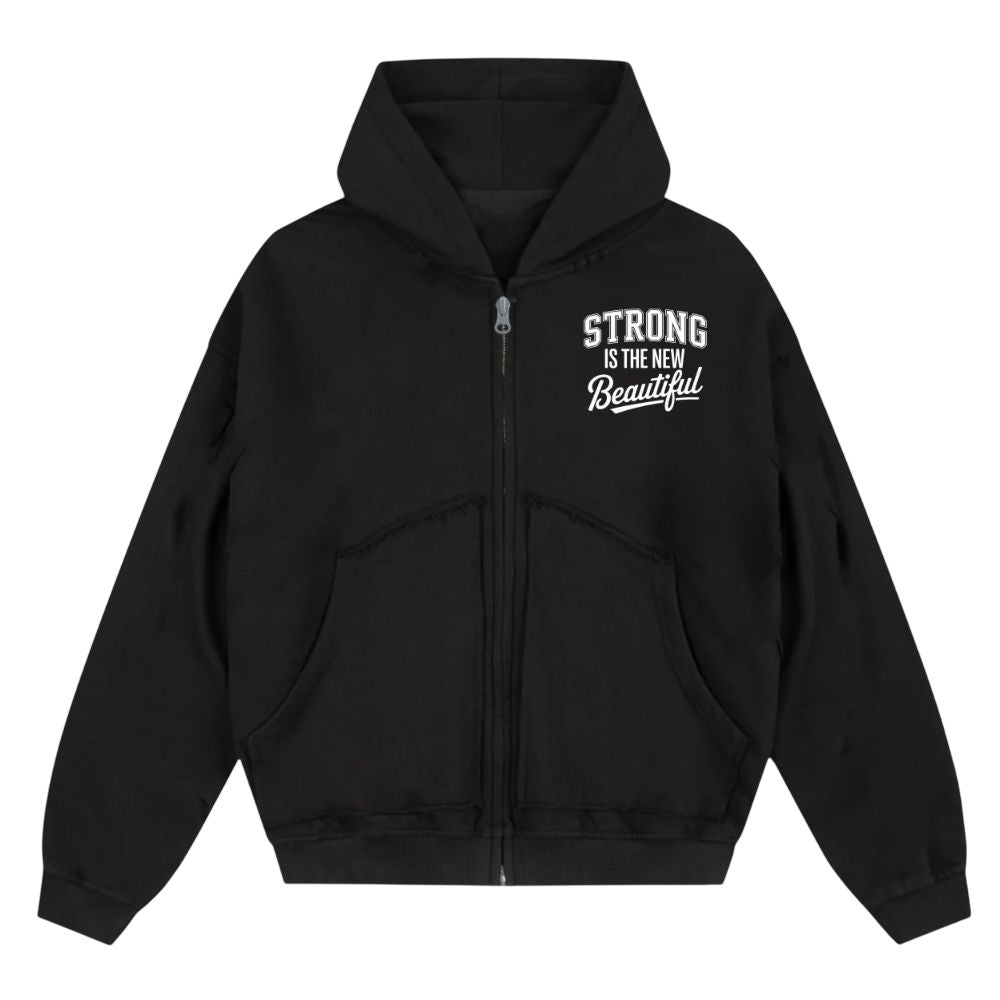 Strong Is The New Beautiful Oversize Zipper Hoodie