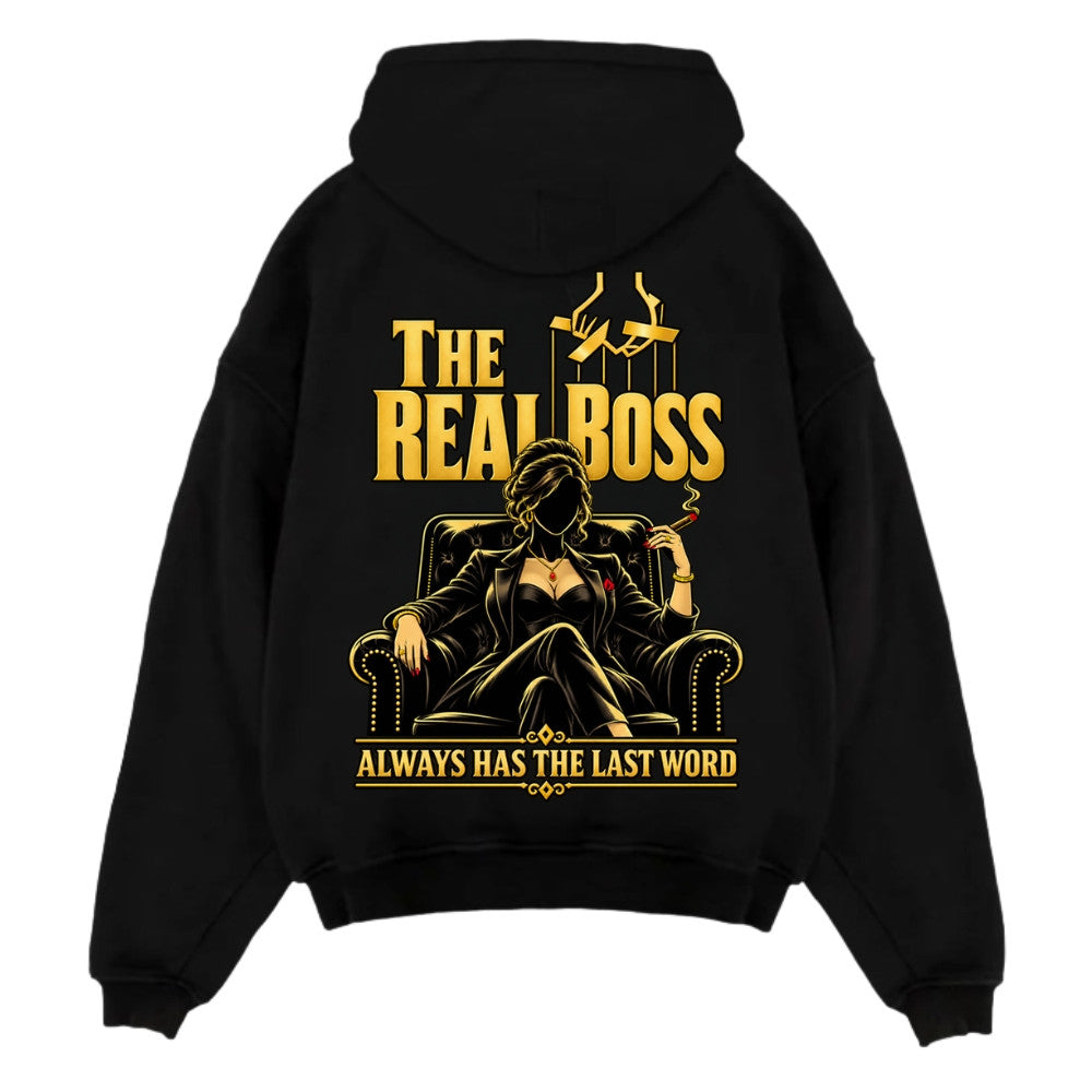 THE REAL BOSS Oversize Hoodie Schwarz Backprint
