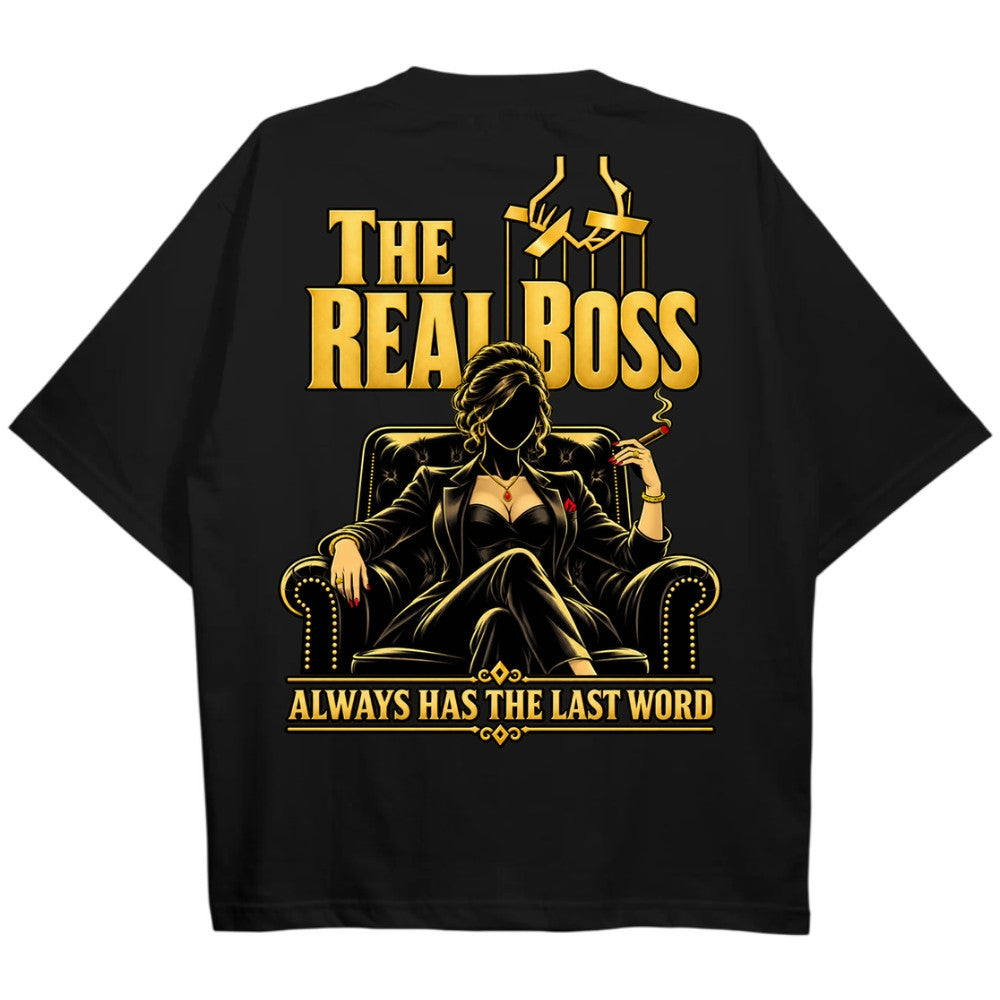 THE REAL BOSS Oversize Shirt Schwarz Backprint
