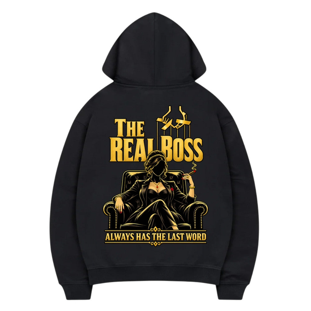 THE REAL BOSS Premium Hoodie Schwarz Backprint