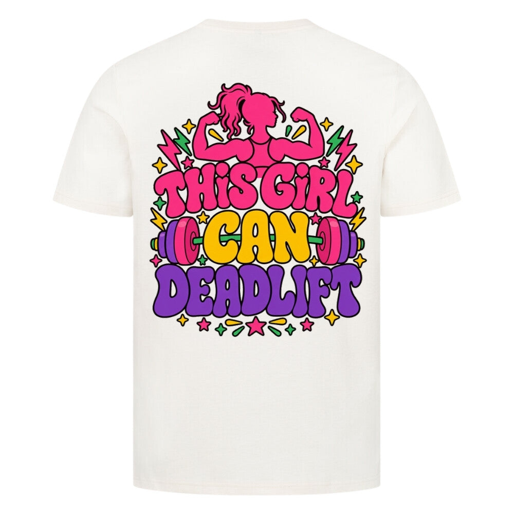 This Girl Can Deadlift Gym Shirt Damen cream Rückenprint