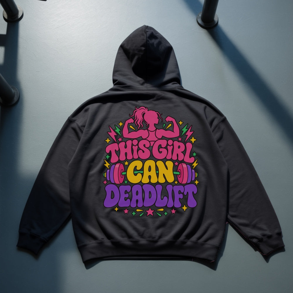 This Girl Can Deadlift Gym Hoodie Damen schwarz Rückenprint