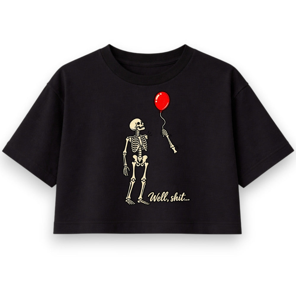 WELL SHIT Oversize Crop Top Schwarz Frontprint