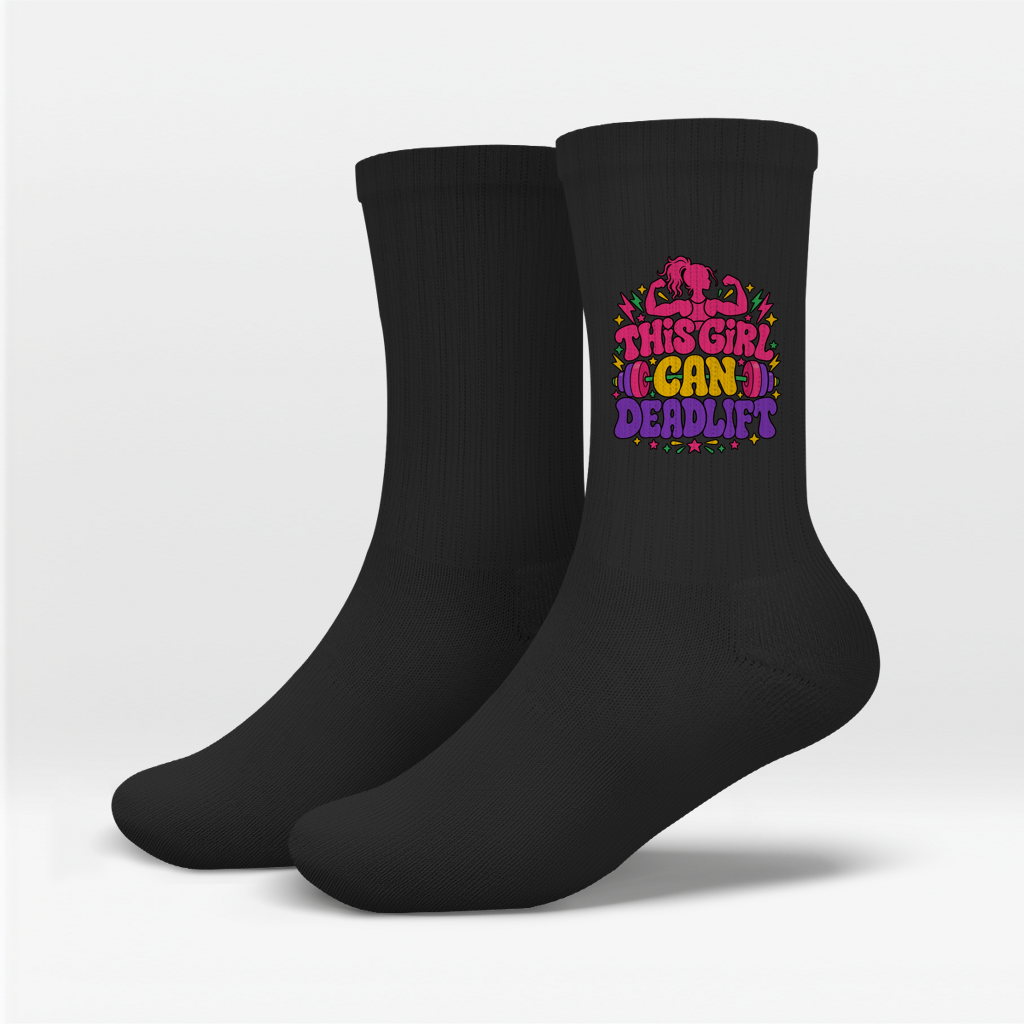 This Girl Can Deadlift Crew Socken Damen schwarz