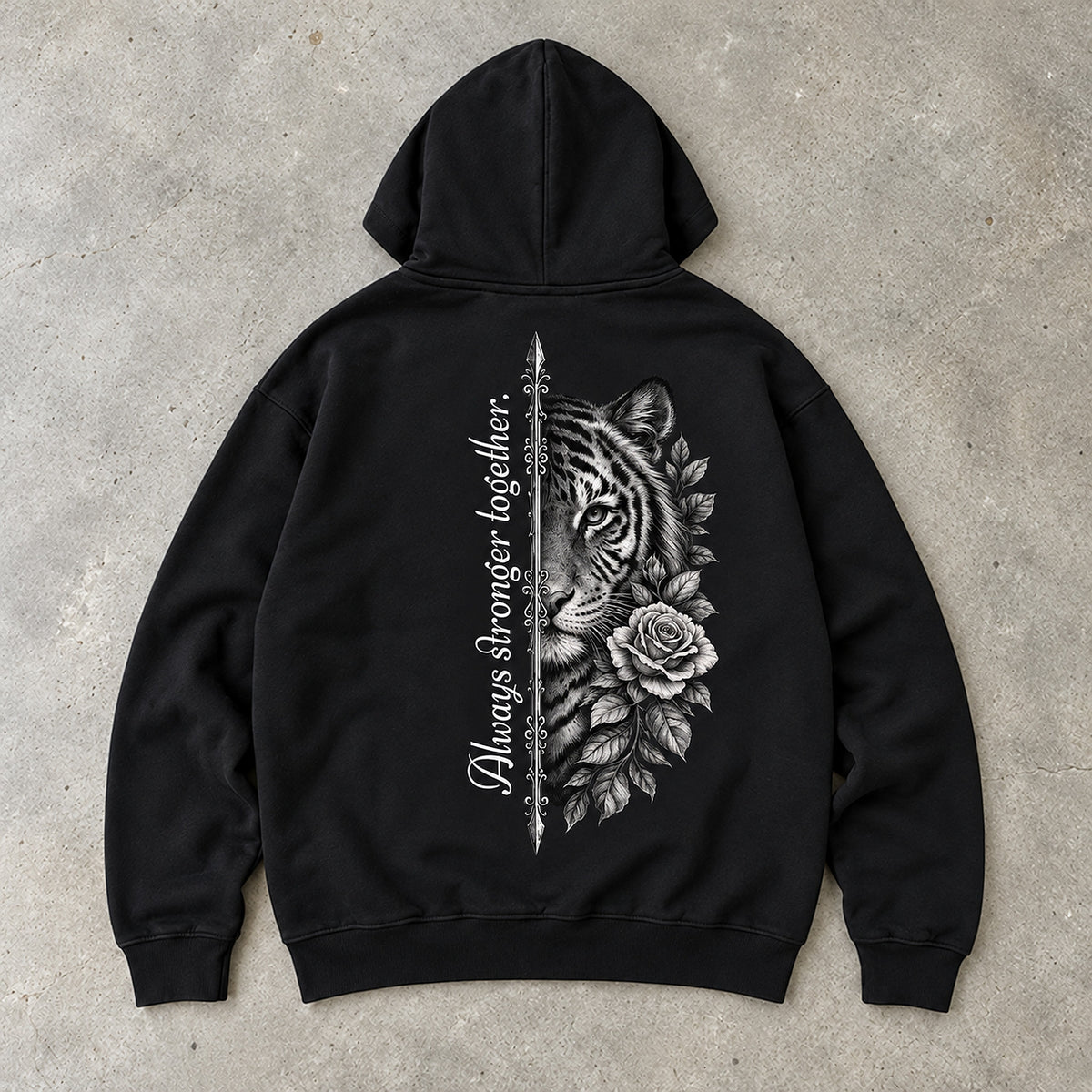 Always Stronger Together Tiger Premium Hoodie Schwarz
