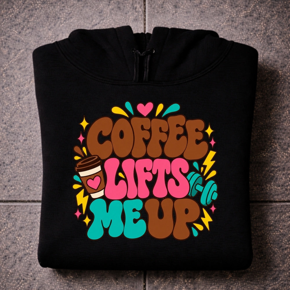 Coffee Lifts Me Up Oversize Hoodie Schwarz