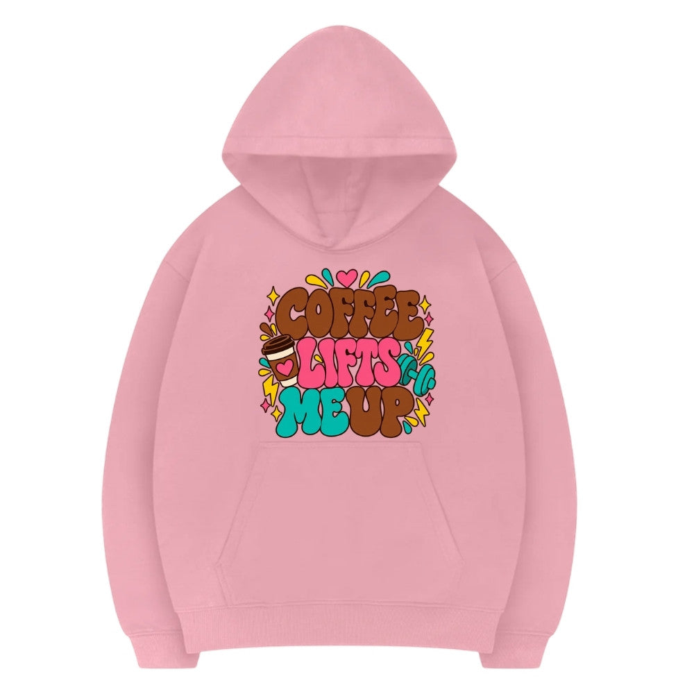Coffee Lifts Me Up Premium Hoodie Pink
