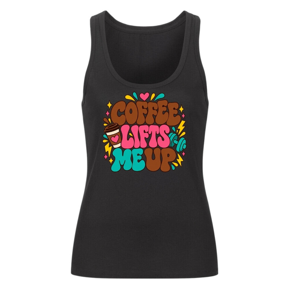Damen Tank Top Coffee Lifts Me Up schwarz