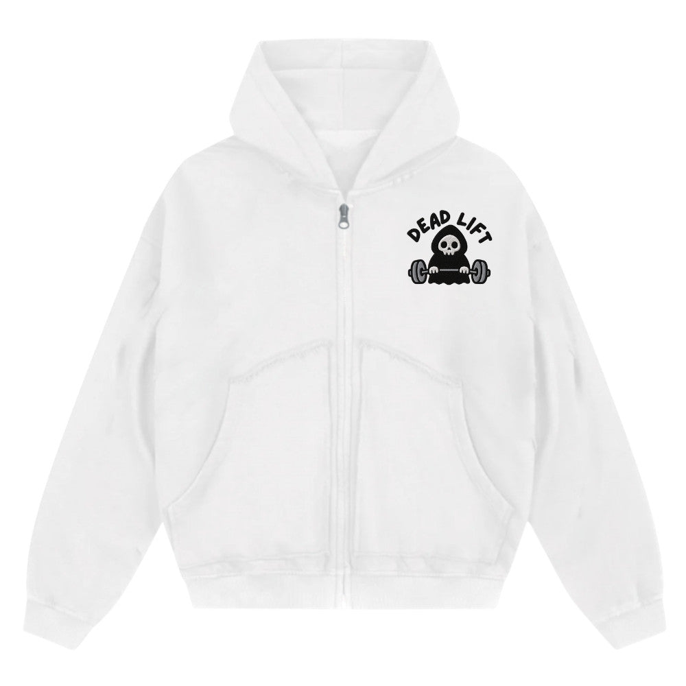Dead Lift Oversize Zipper Hoodie Weiß