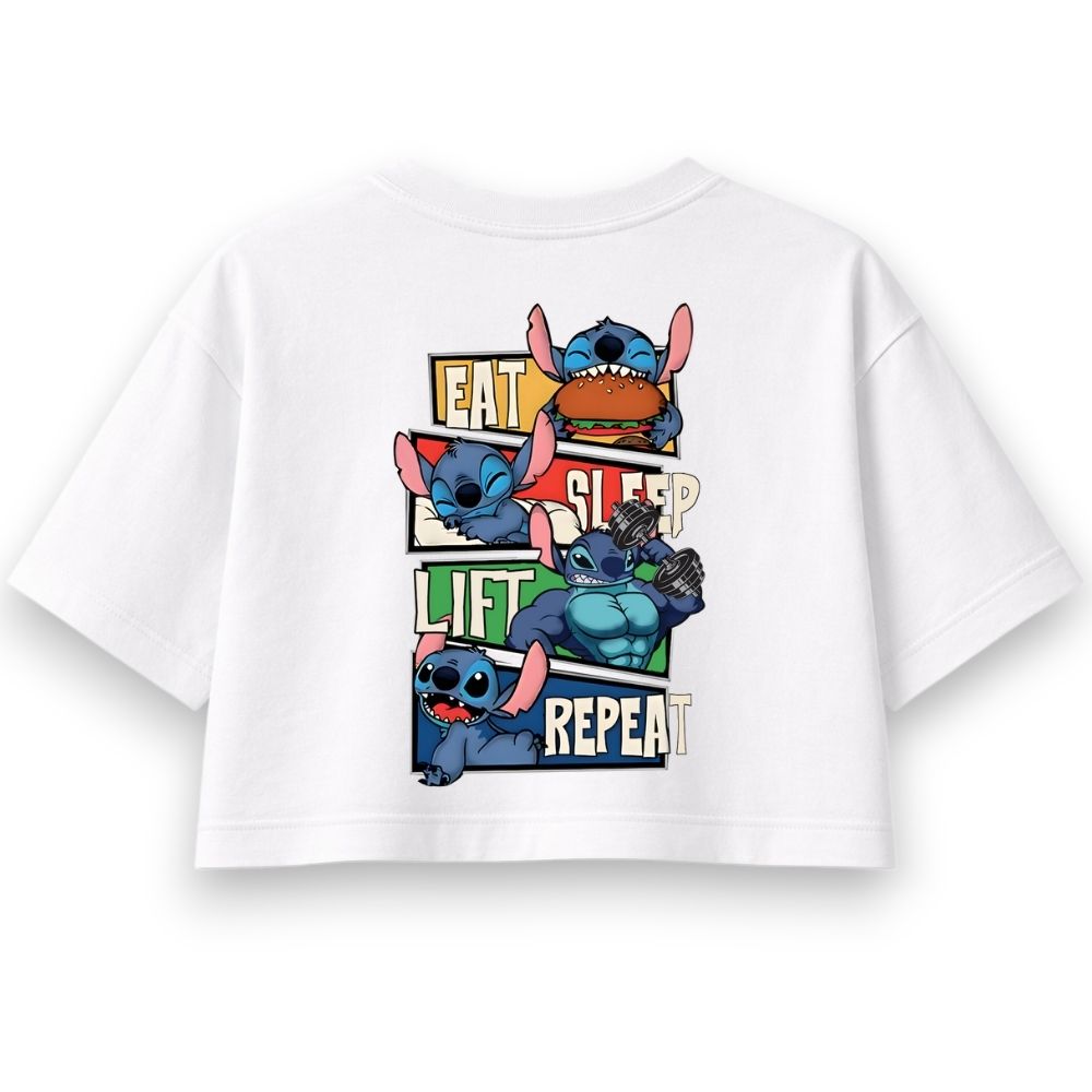 Eat Sleep Lift Repeat Oversize Crop Top