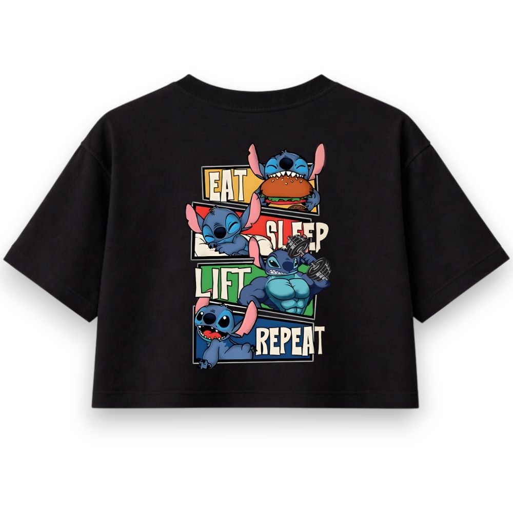 Eat Sleep Lift Repeat Oversize Crop Top