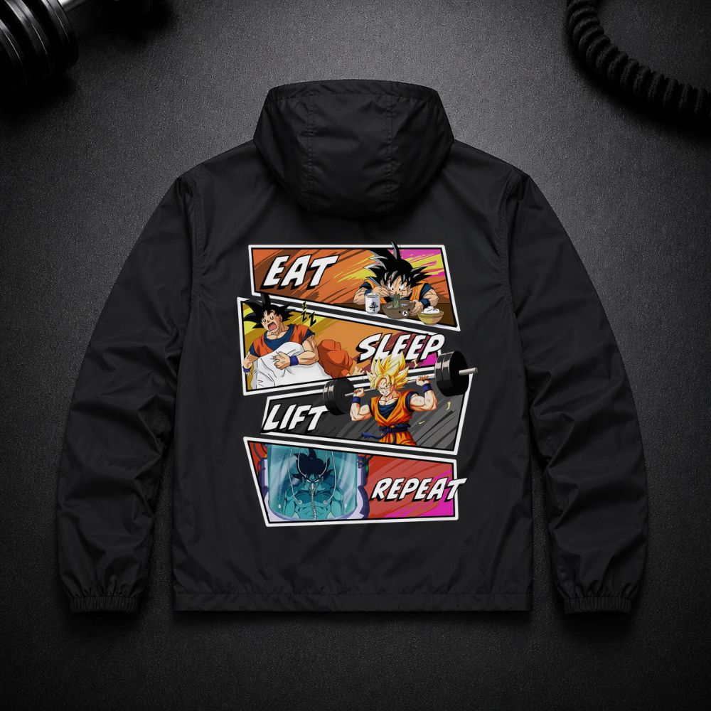 Eat Sleep Lift Repeat Goku Jacke