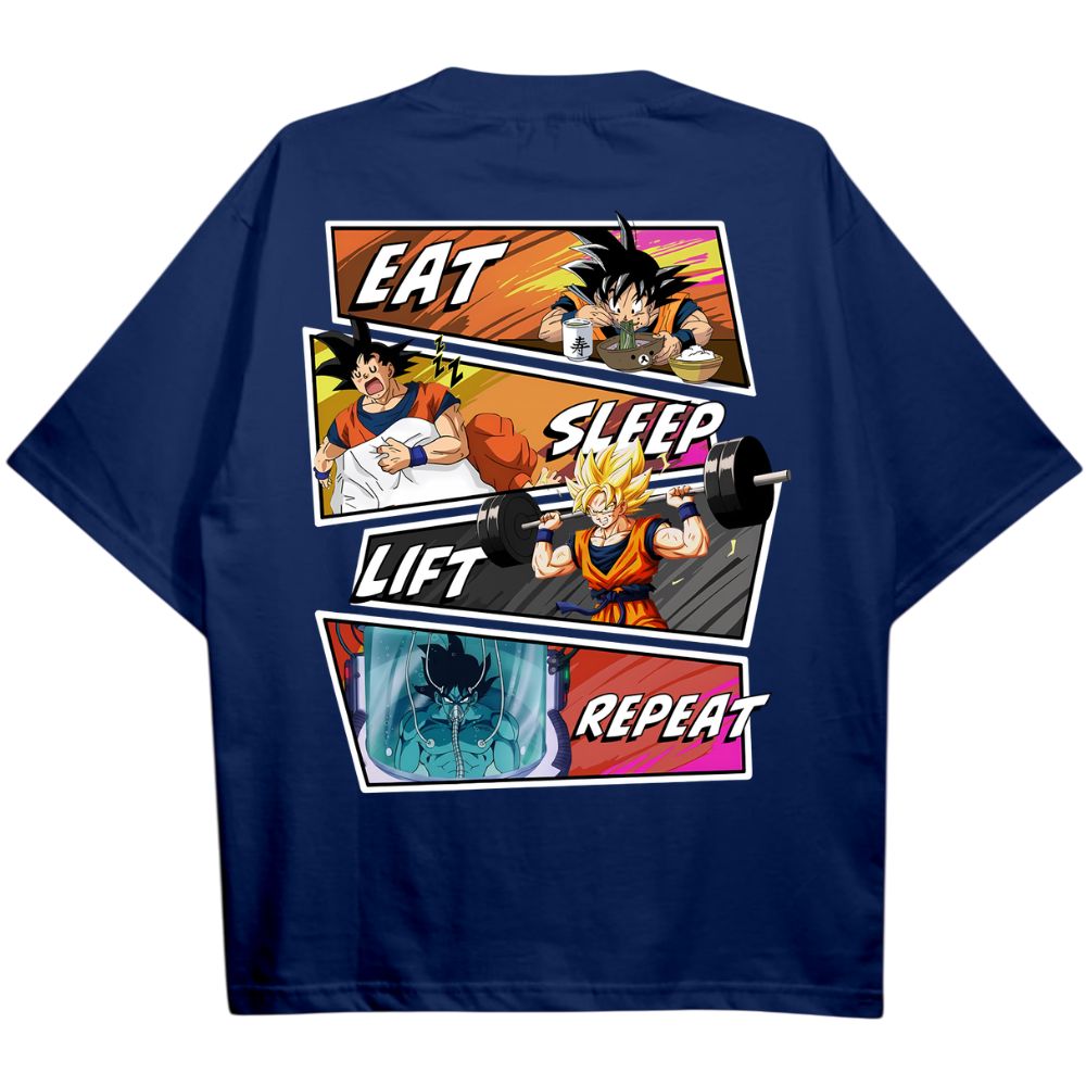 Eat Sleep Lift Repear Goku Oversize Shirt