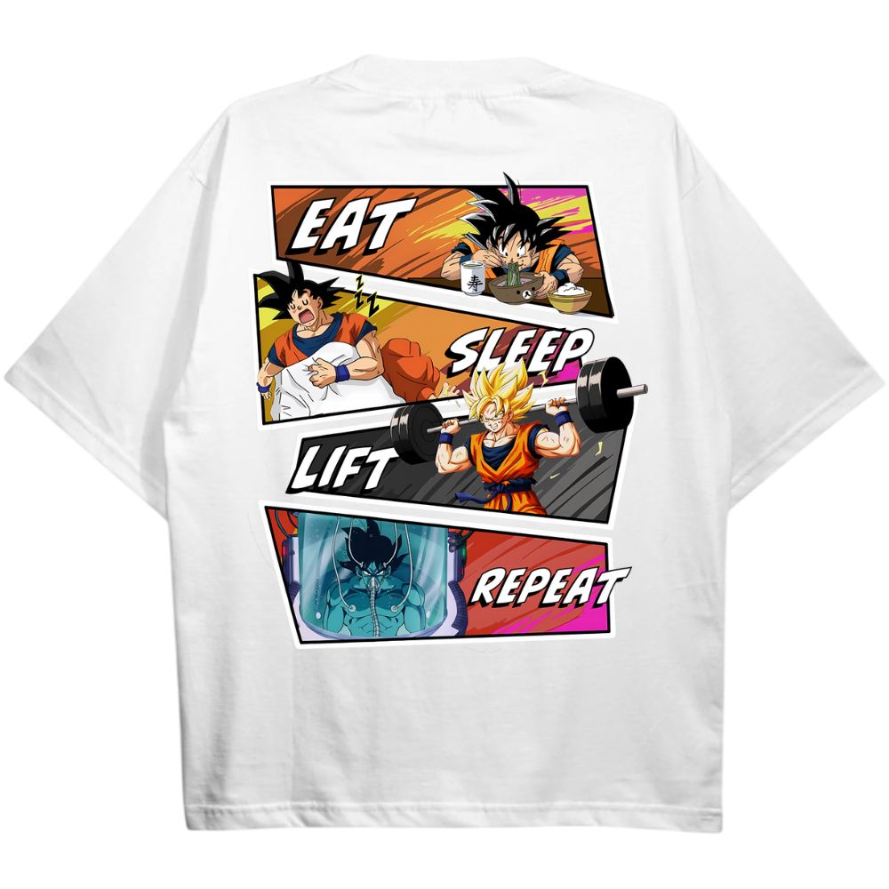Eat Sleep Lift Repear Goku Oversize Shirt