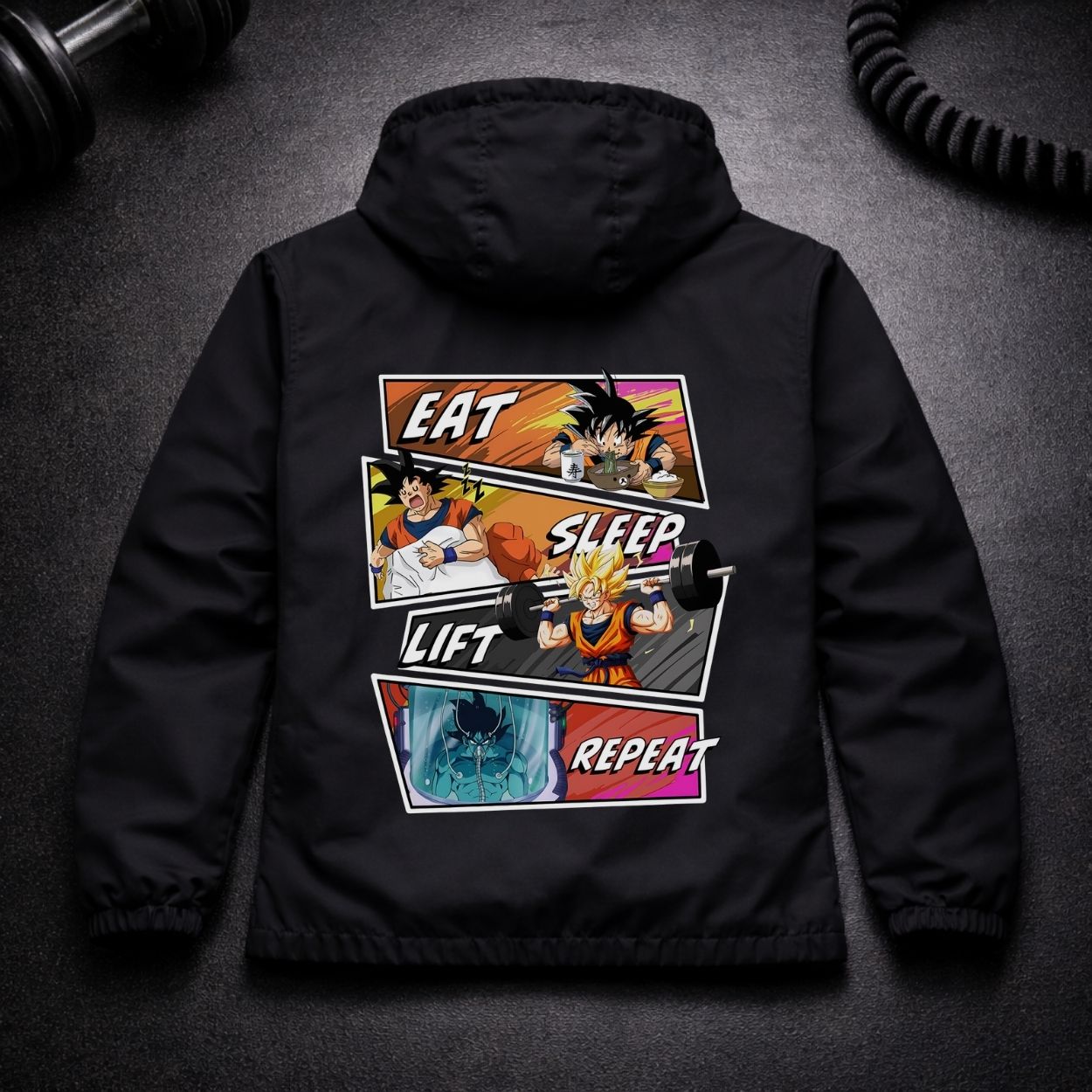 Eat Sleep Lift Repeat Goku Perfomance Jacket