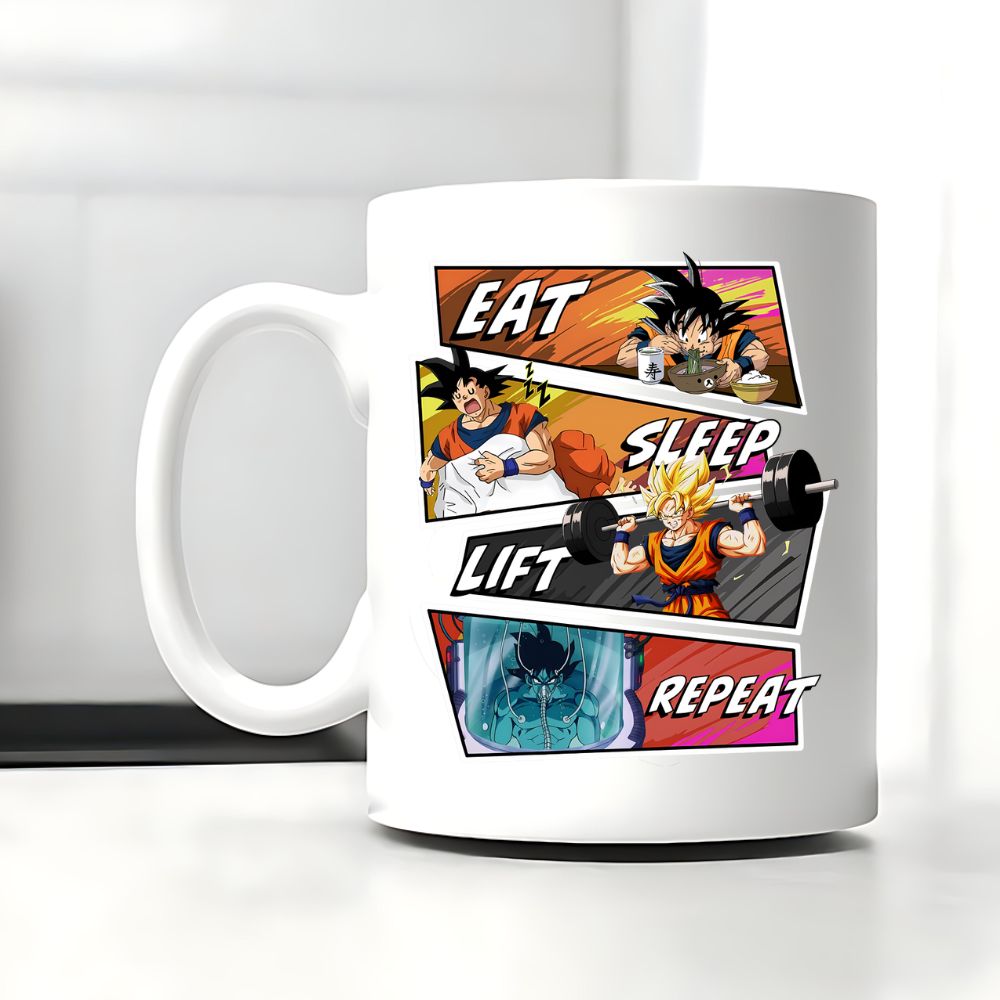 Eat Sleep Lift Repeat Goku Tasse