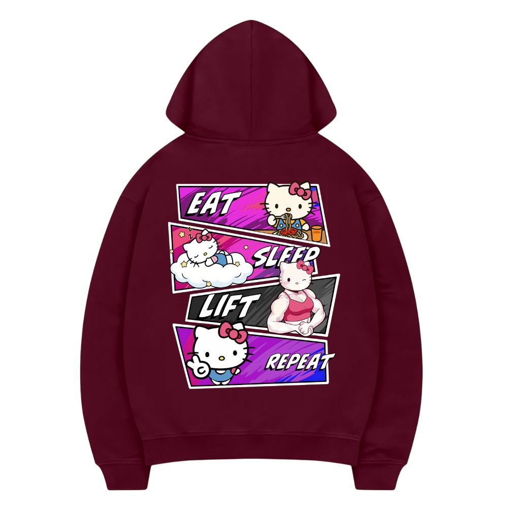 Eat Sleep Lift Repeat Hello Kitty Hoodie