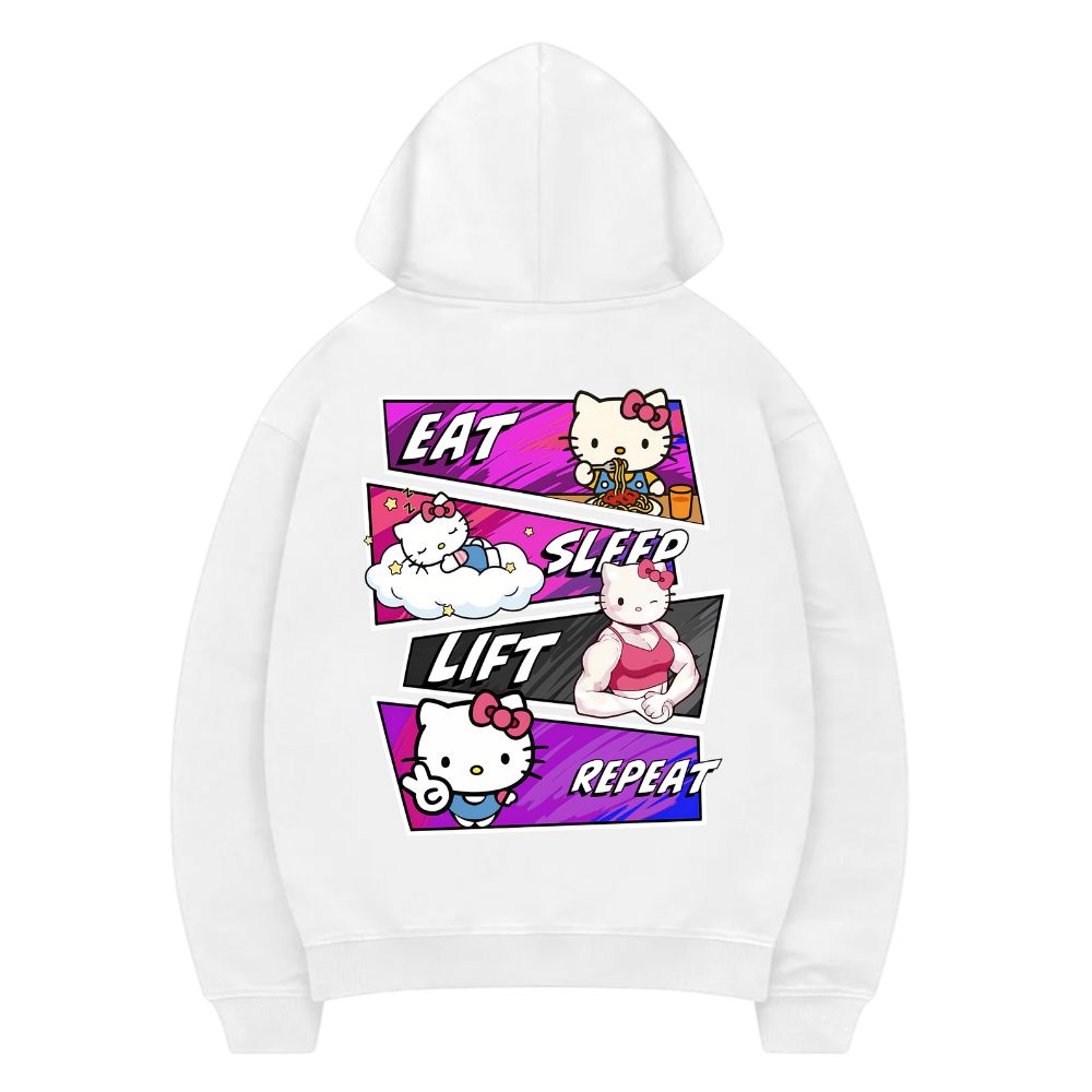 Eat Sleep Lift Repeat Hello Kitty Hoodie
