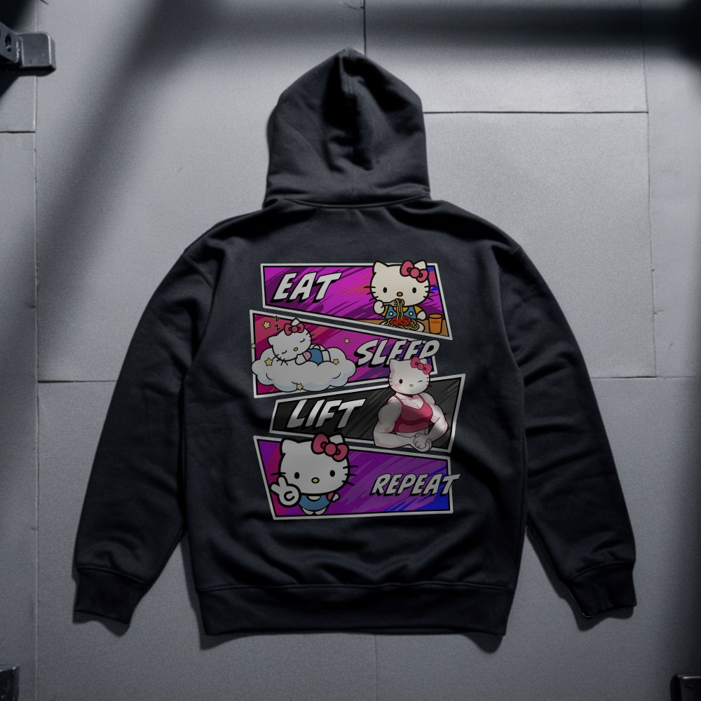 Eat Sleep Lift Repeat Hello Kitty Hoodie