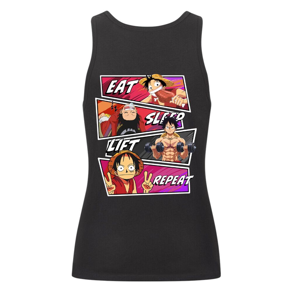 Eat Sleep Lift Repeat Ruffy Damen Tank Top