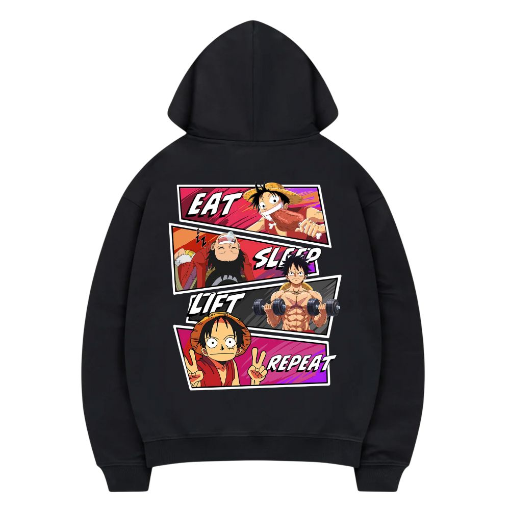 Eat Sleep Lift Repeat Ruffy Hoodie