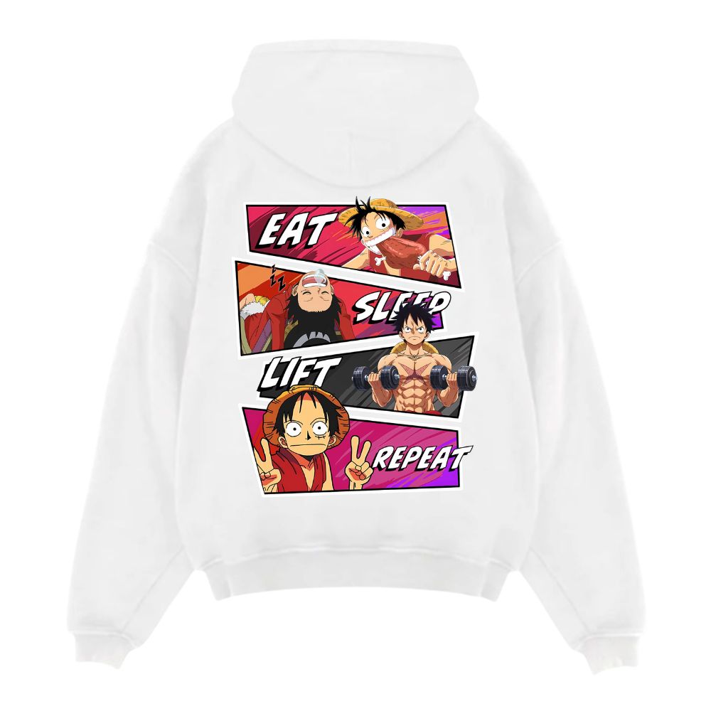 Eat Sleep Lift Repeat Ruffy Oversize Hoodie