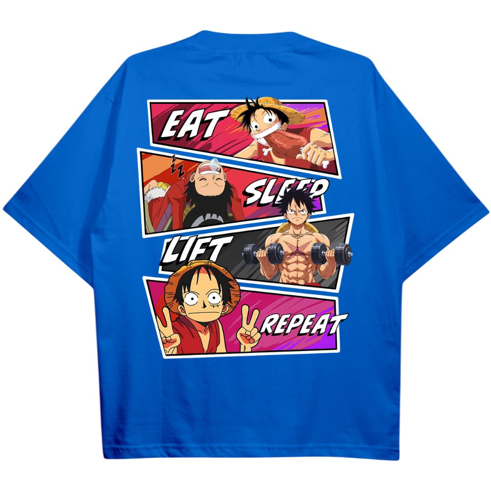Eat Sleep Lift Repeat Ruffy Oversize Shirt