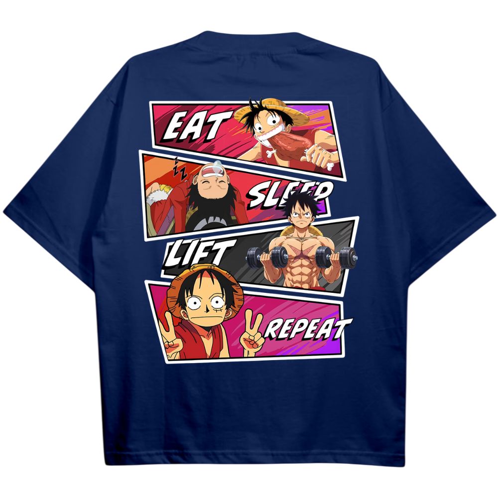 Eat Sleep Lift Repeat Ruffy Oversize Shirt