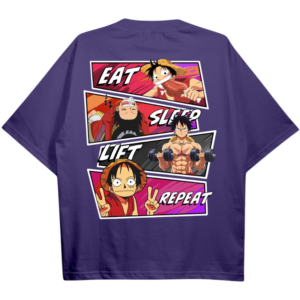 Eat Sleep Lift Repeat Ruffy Oversize Shirt