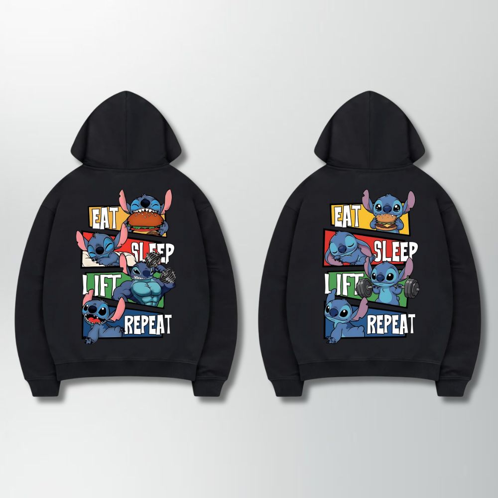 Eat Sleep Lift Repeat Couple Hoodie