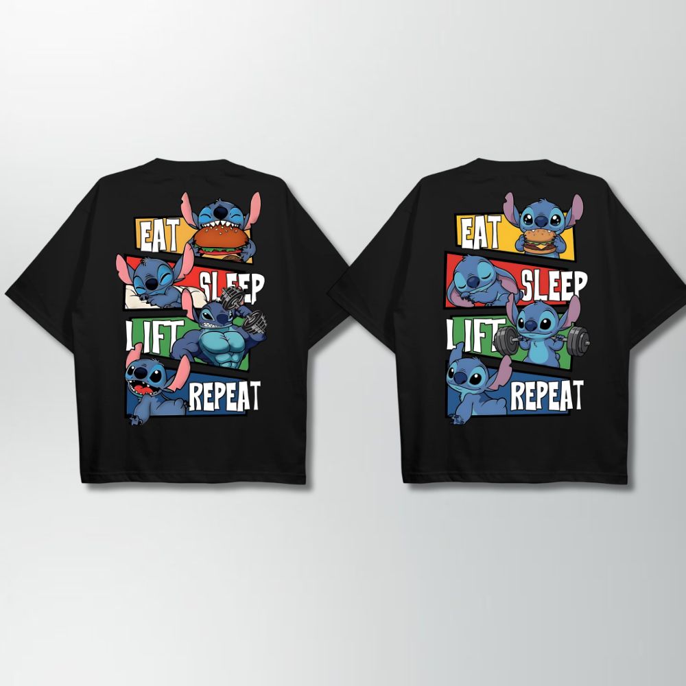 Eat Sleep Lift Repeat Couple Oversize Shirt